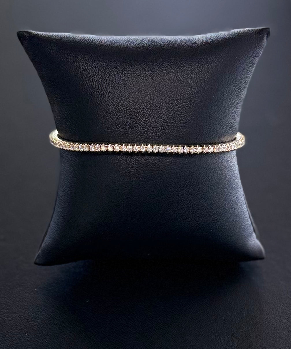 Natural Diamond 14KY Gold Stretch Tennis Bracelet