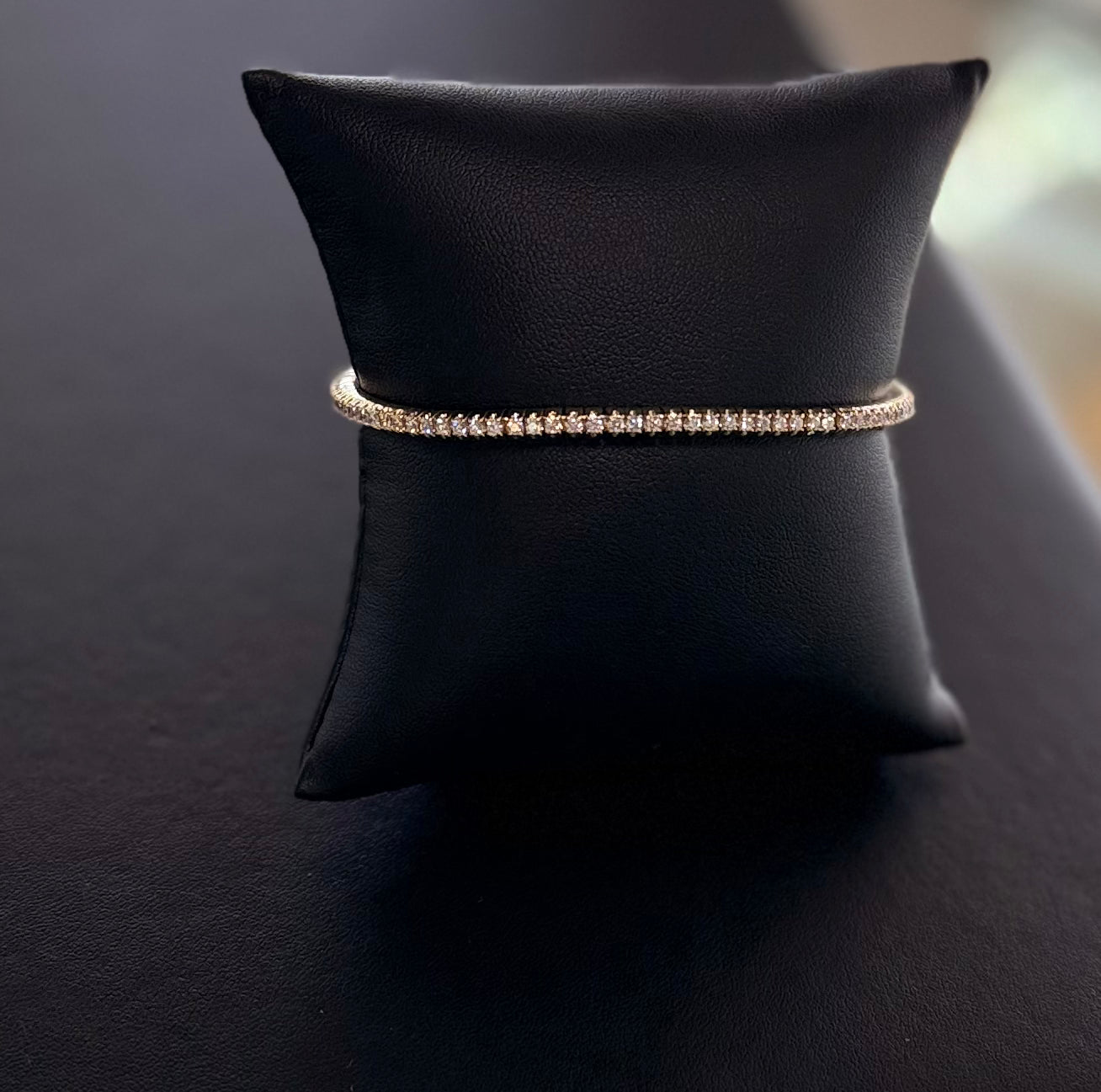 Natural Diamond 14KY Gold Stretch Tennis Bracelet