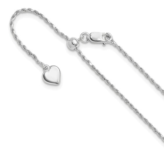 Sterling Silver Diamond Cut Adjustable Rope Chain