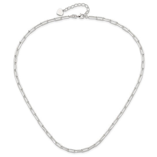 Sterling Silver 4.2mm Paperclip Link with 2in ext Necklace
