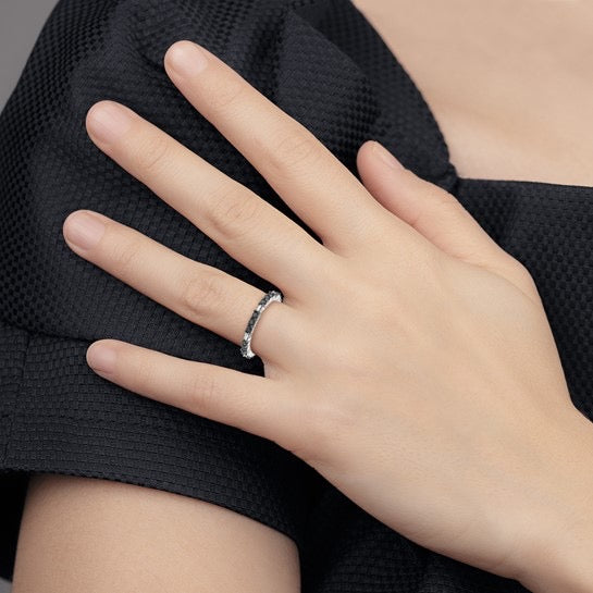 Sterling Silver Stackable Expressions Polished Black Diamond Ring .88tct