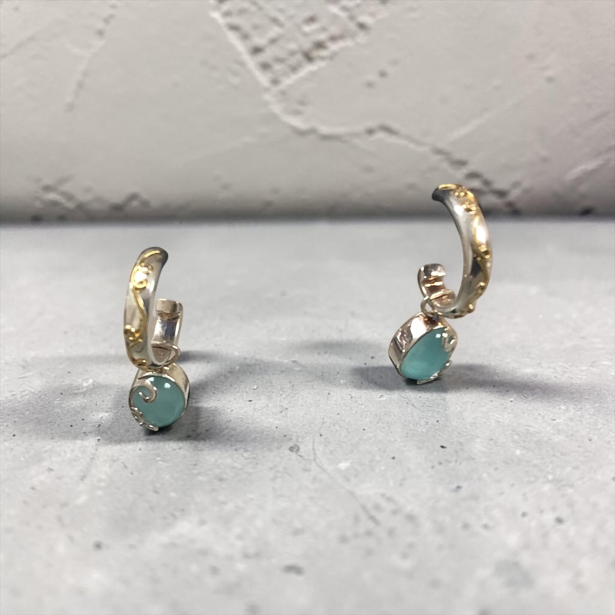 Sterling Silver/22KV Amazonite Earrings