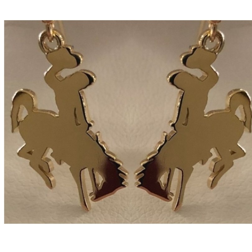 Cowboy Small Flat Design Earrings 14k Yellow Gold