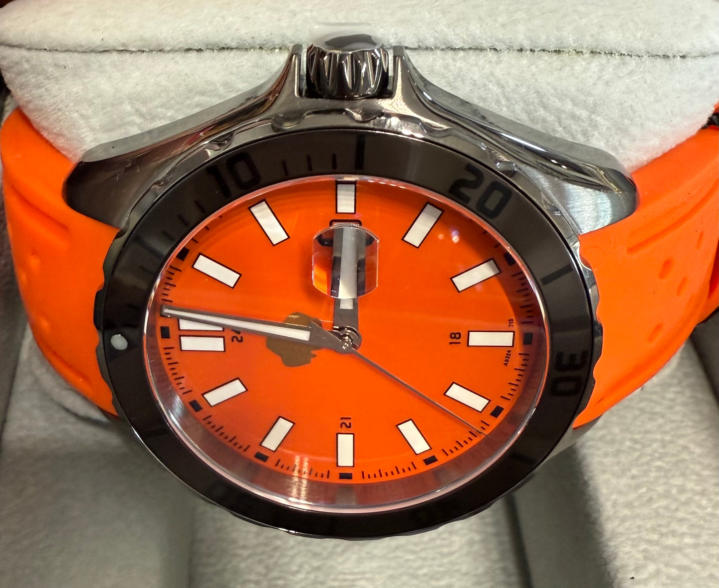 Men's Silicone Band Golden Buffalo Watch with Matching Orange Dial and Dark Grey Case