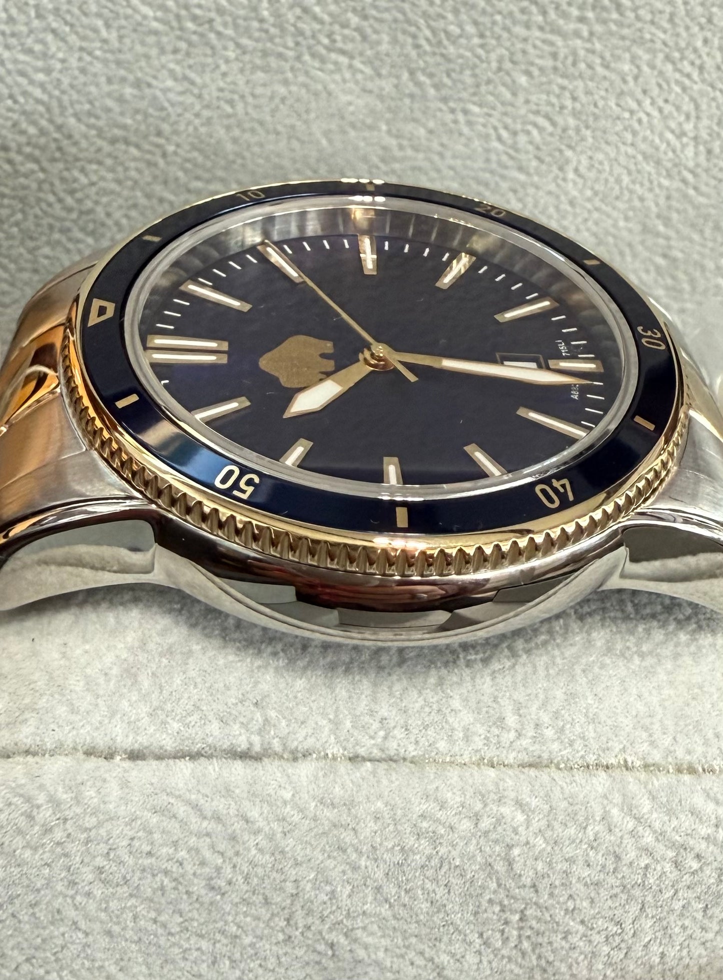 Golden Buffalo Men's Gold and Navy Blue Tone Case Watch with Two Tone Stainless Steel Band and Navy Dial