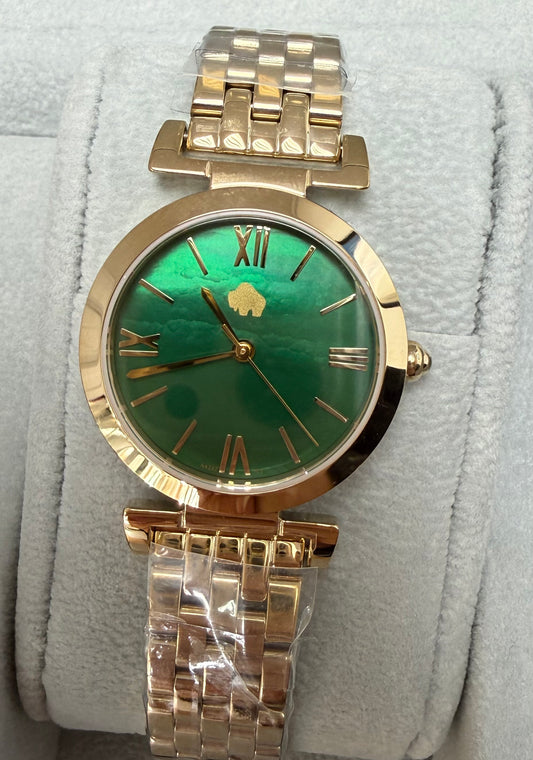 Ladies Gold Plated Case DRK Green Face
