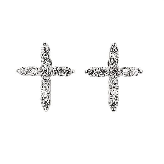 14KW Diamond Cross Stud Earrings