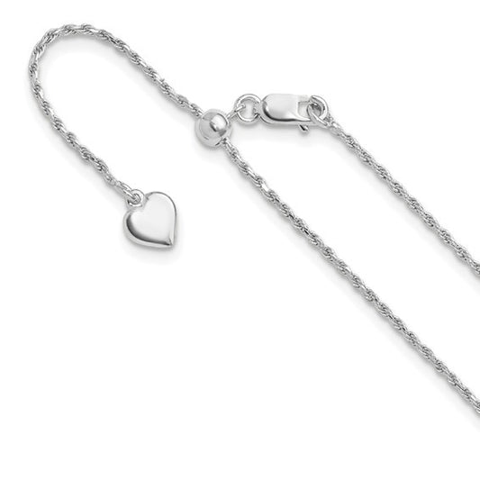 Sterling Silver Diamond Cut Adjustable Rope Chain