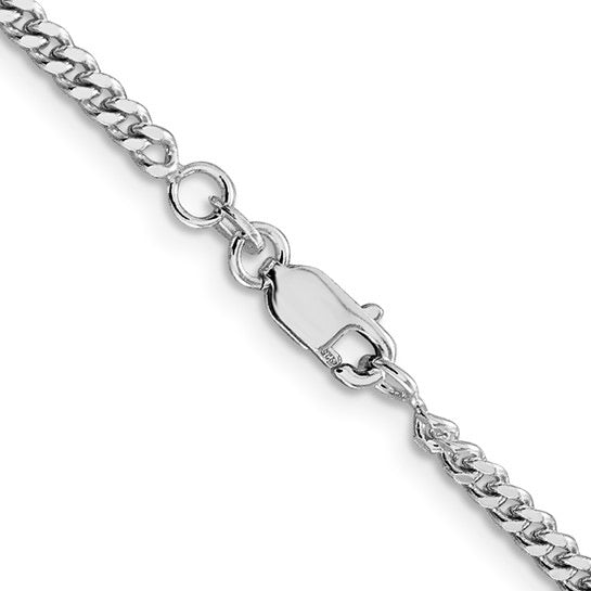 Sterling Silver Rhodium-plated 3mm Curb Chain