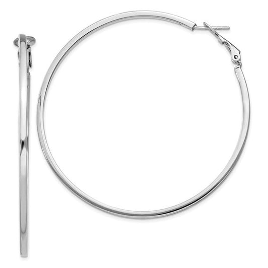 Sterling Silver RH-Plated Omega Back Round Hoops